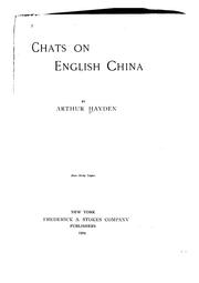 Front cover of Chats on English china by Arthur Hayden