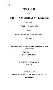 Cover of Tour of the American lakes, and among the Indians of the North-west territory, in 1830 by Calvin Colton