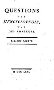 Cover of Questions sur l'Encyclopédie by Voltaire