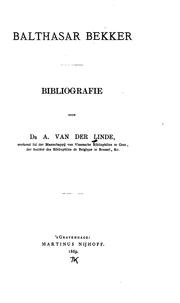 Front cover of Balthasar Bekker: bibliografie by Antonius van der Linde