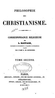 Front cover of Philosophie du christianisme by L. Bautain