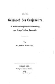 Front cover of Ueber den Gebrauch des Conjunctivs in Alfred's altenglischer Uebersetzung von Gregor's Cura .. by Wilhelm Fleischhauer