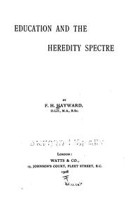 Cover of Education and the heredity spectre by Frank Herbert Hayward