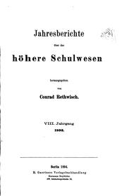 Front cover of Jahresberichte über das höhere Schulwesen by Conrad Rethwisch