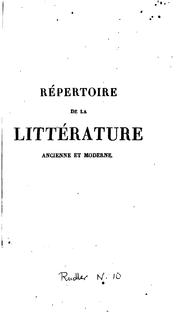 Front cover of Répertoire de la littérature ancienne et moderne by [name missing]