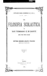 Cover of La filosofia scolastica di San Tommaso e di Dante: ad uso dei licei by Giovanni Maria Cornoldi