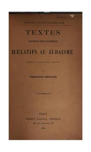 Cover of Textes d'auteurs grecs et romains relatifs au judaisme by Théodore Reinach