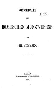 Front cover of Geschichte des römischen Münzwesens by Theodor Mommsen