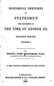 Front cover of Historical Sketches of Statesmen who Flourished in the Time of George III by Baron Henry Brougham Brougham and Vaux