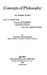 Cover of Concepts of philosophy by Alexander Thomas Ormond