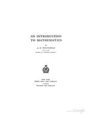 Front cover of An introduction to mathematics by Alfred North Whitehead