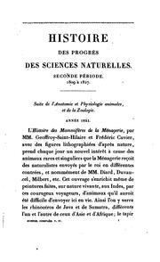 Cover of Histoire des progrès des sciences naturelles depuis 1789 jusqu'à ce jour .. by Baron Georges Cuvier