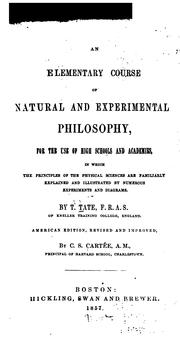 Front cover of An Elementary Course of Natural and Experimental Philosophy: For the Use of High Schools and .. by Thomas Turner Tate