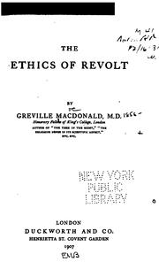Front cover of The Ethics of Revolt by Greville Macdonald