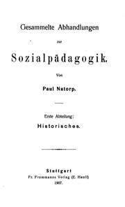 Cover of Gesammelte Abhandlungen zur Sozialpädagogik by Paul Natorp