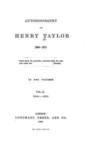 Front cover of Autobiography of henry taylor by [name missing]