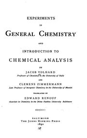 Front cover of Experiments in general chemistry & introduction to chemical analysis by Jakob Volhard
