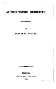 Cover of Altdeutsche Gedichte by Adelbert von Keller