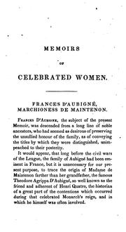 Front cover of Memoirs of celebrated women by G. P. R. James