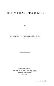 Front cover of Chemical Tables by Stephen Paschall Sharples