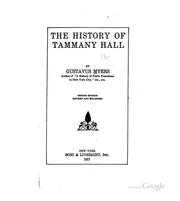 Cover of The history of Tammany Hall by Gustavus Myers