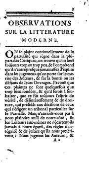 Cover of Observations sur la litterature moderne by Joseph de Laporte