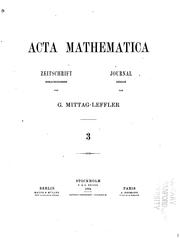 Cover of Acta Mathematica by Institut Mittag -Leffler