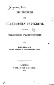 Front cover of Ein Problem der homerischen Textkritik und der vergleichenden Sprachwissenschaft by Karl Brugmann