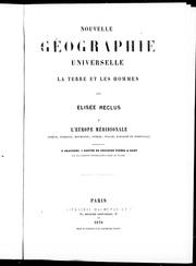 Front cover of Nouvelle géographie universelle by Élisée Reclus