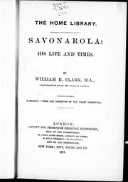 Cover of Savonarola by Clark, William