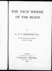 Front cover of The true sphere of the blind by E. B. F. Robinson