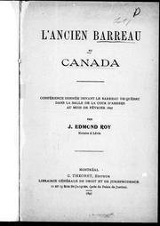 Cover of L' ancien barreau au Canada by J.-Edmond Roy