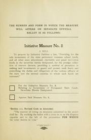 Front cover of Initiative measure No. 8 by Montana. Secretary of State.