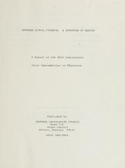 Front cover of Montana school finance, a question of equity by Montana. Legislature. Joint Subcommittee on Education.