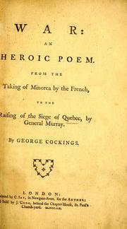 Front cover of War, an heroic poem by George Cockings
