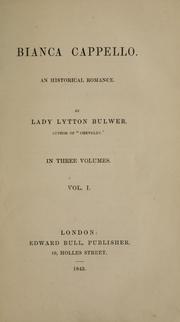 Cover of Bianca Capello by Rosina Bulwer Lytton Baroness Lytton