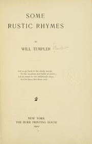 Cover of Some rustic rhymes by William Templer Becker
