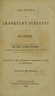 Cover of Lectures on important subjects in divinity by Finis Ewing