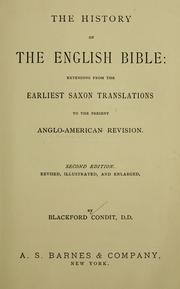 Front cover of The history of the English Bible by Blackford Condit