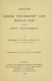 Cover of Traces of Greek philosophy and Roman law in the New Testament by Edward Hicks