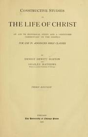 Front cover of Constructive studies in the life of Christ by Ernest De Witt Burton
