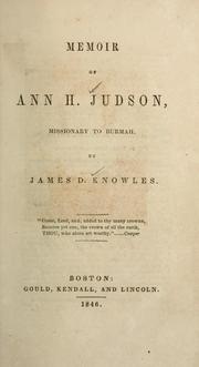 Front cover of Memoir of Ann H. Judson by James D. Knowles
