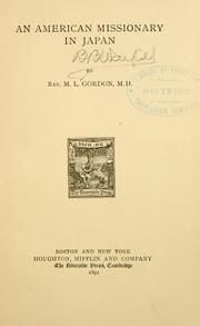 Cover of An American missionary in Japan by M. L. Gordon