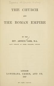 Front cover of The church and the Roman empire by Arthur Carr