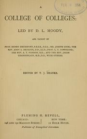 Front cover of A college of colleges by T. J. Shanks