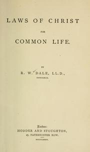 Cover of Laws of Christ for Common Life by Robert William Dale