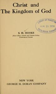 Cover of Christ and the kingdom of God by S. H. Hooke