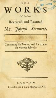Front cover of The works of the late Reverend and learned Mr. Joseph Stennett by Joseph Stennett