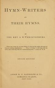 Front cover of Hymn-writers and their hymns by S. W. Christophers