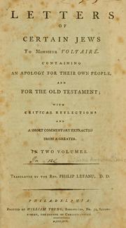 Front cover of Letters of certain Jews to Monsieur Voltaire by Antoine Guénée